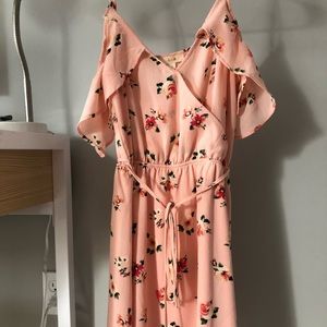 Off The Shoulder Pink Floral Sundress